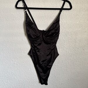Black Satin Bodysuit